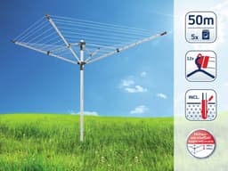Leifheit droogmolen Linopush 500 incl. beschermhoes en bodemhuls - in hoogte verstelbaar - 50 m drooglengte - 5 wasmachineladingen — thumbnail 5