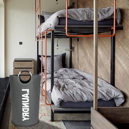 Vouwbare Wasmand van 90 Liter van Oxford Stof met Deksel, Waterdichte Waszak voor Slaapkamer en Badkamer, Grijs — thumbnail 5