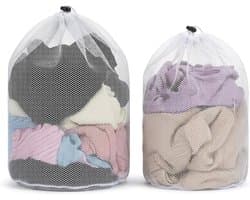 Herbruikbare wasnetten voor wasmachine, 2 stuks met koordstopper, ideaal voor ondergoed, babykleding en sokken (30 x 40 cm, 40 x 50 cm)
