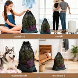 XXL Wasnet 2-pack, 70 x 90 cm, Fijnmazige Waszak met Koord voor Kleding, Dekbedhoezen en Reisgebruik, Inclusief Haakjes — thumbnail 3