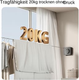 Uittrekbare Waslijn - Draadloze Lijn - Buiten Kleding Drogen - Niet Doorhangend Touw - 4.8 Meter - Grijs — thumbnail 4