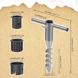 Parasol Houder voor Strand en Tuin, 42 cm Grondanker met Schroef voor 3-5 cm Stok, Duurzame Parasolstandaard en Grondspike — thumbnail 4