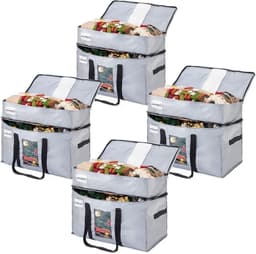 Dubbele Laag Verhuiszakken Extra Groot, Stevige Handvatten en Ritsen, Ideaal voor Kledingopslag, Verhuismateriaal en Waszakken (Zilver, 4 Stuks) — thumbnail 1