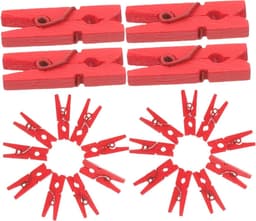 Houten Wasknijpers - Kleurrijke Clips - Decoratieve Presentaties - Natuurlijk Hout Materiaal - 100 Stuks - Rood — thumbnail 1