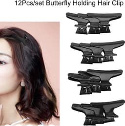 Haarklemmen Vlinder - Kappersclips Haarspeldjes - Haar Stylen - Antislip Handvat - 12 stuks - Zwart — thumbnail 3