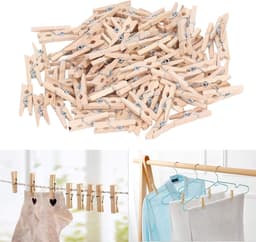 Houten Wasknijpers - Mini Clips - Foto's Ophangen - Mini Formaat - 100 stuks - Bruin — thumbnail 5