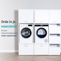 Washcab® Wasmachine Kast - Wasmachine Verhoger - Wasmachine Ombouw - Met lade - Wit - Duo Set High 3 — thumbnail 3