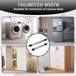 2 stuks wasmachine-onderstel, verstelbare meubelroller 46-71 cm, antislip rubberen pad, belastbaar tot 300 kg, voor wasmachine, droger, koelkast, bank, grijs — thumbnail 5