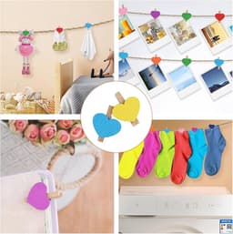 Mini houten haringen - Decoratieve clips - Fotowand decoreren - Hartvormig design - 100 stuks - 10 kleuren — thumbnail 4