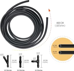 Dailygoods- Ruitensproeierventiel 400 cm - Reparatieset - Slang - 30 Stuks Aansluitstukken - Rubber/ABS - Eenvoudig te installeren - Ruitensproeier — thumbnail 2