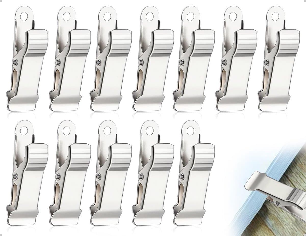 Metal Clips - Krokodillenklemmen - Organiseren van spullen - Set van 12 stuks - 4 x 1.2 cm - Wit Nikkel — afbeelding 1