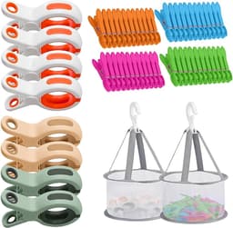 56 Stuks Kledingknijpers en Grote Kledingknijpers zonder Print - Handige Towel Clips voor Zonnebedden en Kleding — thumbnail 1