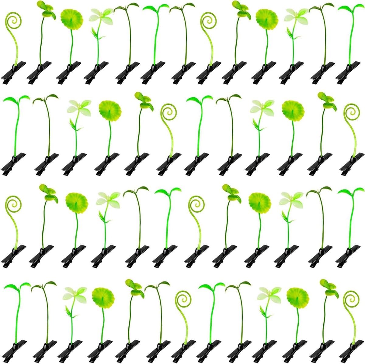 50 stuks spruitclips klein gras haarspeldjes bonenstijl plant haarspelden spruit haarclips haaraccessoires cadeau voor vrouwen meisjes kinderen feest school (gras) — afbeelding 1