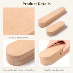 Houten Kleppers - Naaigereedschap Persen - Naden Strijken - Gegroefde Zijkanten - 2 maten - Houtkleur — thumbnail 4