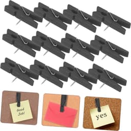 Houten Punaise Clips - Decoratieve Spelden - Foto's Bevestigen - Met Geïntegreerde Clip - 3.5x2cm - Zwart — thumbnail 4