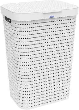 Rotho COUNTRY - Wasmand met Deksel - 55L - wit — thumbnail 1