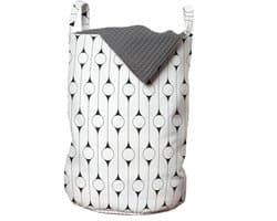ABAKUHAUS geometrische waszak, minimalistisch monochroom, wasmand met handvatten, trekkoordsluiting voor wasserettes, wit en donkergrijs