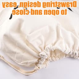 Wasbare Grote Katoenen Trekkoordzakken voor Speelgoed en Beddengoed, 50×60cm Herbruikbare Waszakken met Praktische Trekkoordsluiting voor Knutselprojecten en Kussens — thumbnail 4