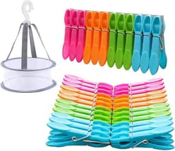 Wasknijpers met mand - Kledingklemmen set - Wasgoed drogen - Windbestendig ontwerp - 48 stuks - Multicolor — thumbnail 1