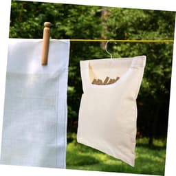 Wasknijper Opbergtas - Kleding Clips Houder - Was ophangen - Draaibare Haak - 35x27x1CM - Beige — thumbnail 4