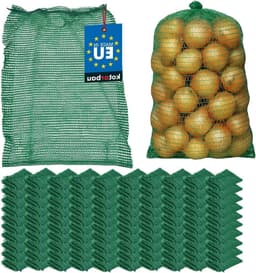 Raschelzakken - Aardappelzakken Fruitzakken - Verse Opslag - Optimale Luchtcirculatie - 35 x 50 cm - Groen — thumbnail 1