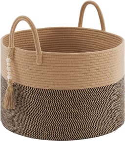 OmGoods - Dailygoody - Wasmand - Gevlochten - Groot formaat - 65 liter - Opbergmand voor speelgoed en dekens - Praktische wasverzamelaar - Jute en zwart — thumbnail 1