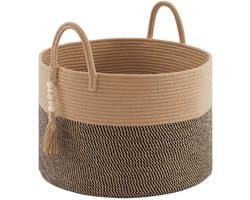 OmGoods - Dailygoody - Wasmand - Gevlochten - Groot formaat - 65 liter - Opbergmand voor speelgoed en dekens - Praktische wasverzamelaar - Jute en zwart