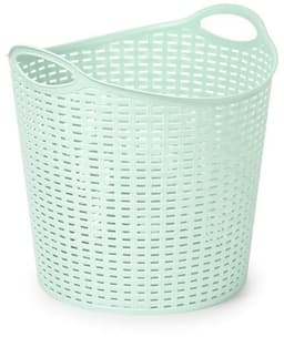 Plasticforte Wasmand opbergmand - 3x - flexibel kunststof - groen - 27 liter - open structuur — thumbnail 2