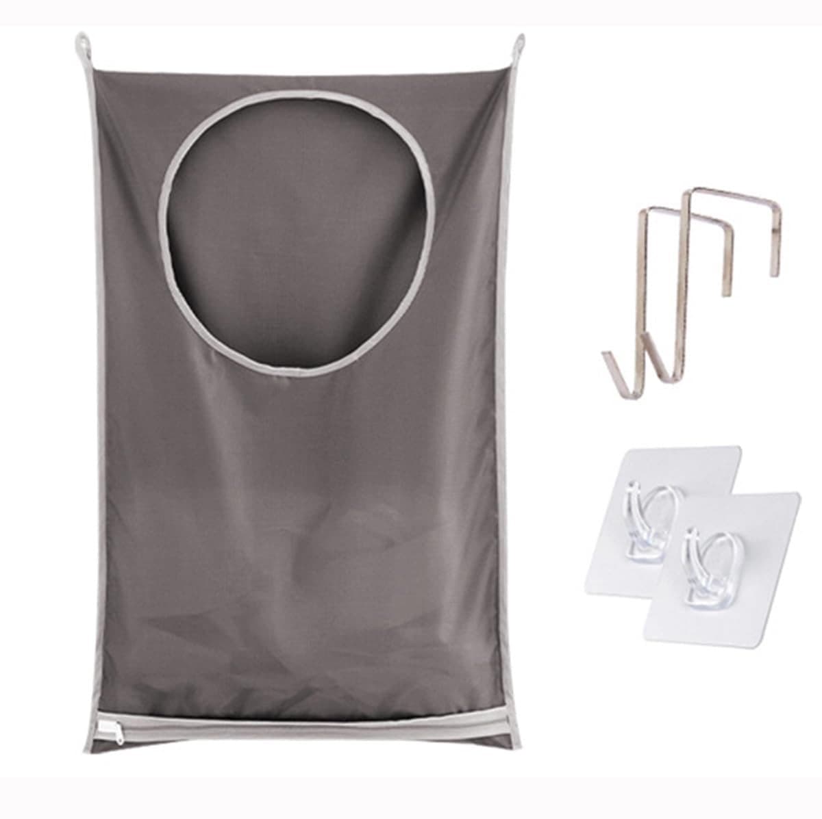 Dailygoods- Wasmand met deksel - Wasmand 3 vakken - Ruimtebesparend - Opvouwbaar - Roestvrij staal - 77 x 50 cm - Waszak — afbeelding 1