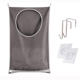 Dailygoods- Wasmand met deksel - Wasmand 3 vakken - Ruimtebesparend - Opvouwbaar - Roestvrij staal - 77 x 50 cm - Waszak — thumbnail 1