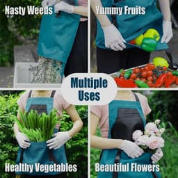 Oogstschort Tuinieren - Plukschort Groente Fruit - Oogst Verzamelen - Met Trekkoord Tas - Meerdere Zakken - Bordeaux Grijs Blauw — thumbnail 2