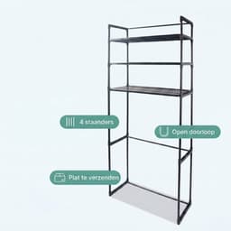 Cheqo® Opbergrek voor boven Wasmachine - Wasmachine Ombouw Rek - Wasmachine Rek - Wasrek - Badkamerrek - Toiletrek - Opbergrek boven Toilet - Wasruimte Organizer - Wasmachine Organizer - Wasmachinekast - Opbergrek Wasmiddel - Wasmachine Meubel — thumbnail 3