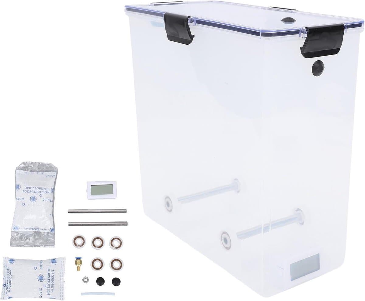 Filament Droogbox - Vochtige Filament Opslag - 3D Printen Verbeteren - Geïntegreerde Hygrometer - Voor 1kg Spoelen - Transparant — afbeelding 1