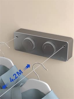 Intrekbare Waslijn - Uitschuifbare Kleerhanger - Kleding Drogen - Dubbele Laag - 4.1 Meter - Wit — thumbnail 3