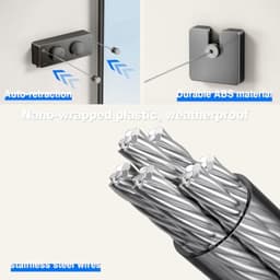 Intrekbare Waslijn 2 Lijnen 4,2m - Uitschuifbaar - Wandmontage - Anti-Doorhang - Voor Binnen en Buiten - Zwart — thumbnail 4