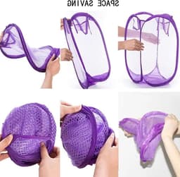 Vouwbare pop-up wasmand van gaas, ideaal voor reizen en eenvoudig opbergen, lichtgewicht en duurzaam — thumbnail 3