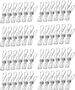 Wasknijpers RVS - Kledingknijpers Clips - Kleding Drogen - Sterk en Stevig - 100 Stuks 6cm - Zilverkleurig — thumbnail 1