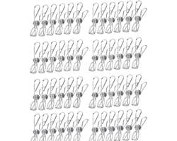 Wasknijpers RVS - Kledingknijpers Clips - Kleding Drogen - Sterk en Stevig - 100 Stuks 6cm - Zilverkleurig