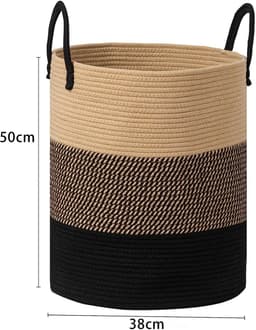 CHIWIN – Speelgoedopberger & Badkamer Organizer – 50cm Hoog – Handgevlochten Wasmand voor Slaapkamer, Wasruimte & Kinderkamer — thumbnail 2
