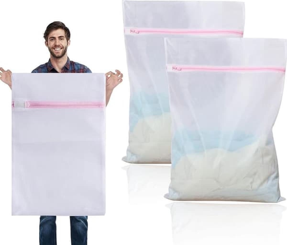 Waszakken & wasnetten,extra grote waszakken, 90 x 90 cm, XXL, speciaal wasnet voor wasmachines, kunnen ook als waszakken gebruikt worden. — afbeelding 1