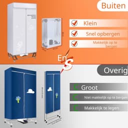 QEVA Elektrisch Droogrek - Droogrek Elektrisch - Verwarmde Droogrek - Grijs - 80cm x 47cm x 170cm — thumbnail 2