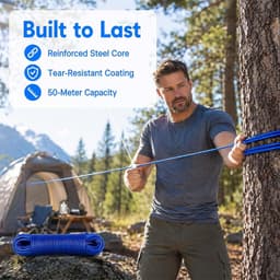 Waslijn 50 meter met stalen kern - Made in Holland - weerbestendig en extra lang - antislip waslijn voor huis en camping - extra sterk LaundrySpecialist — thumbnail 3