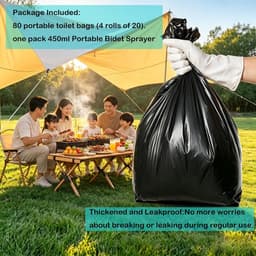 Toiletzakken, 40 stuks Commode Liner Zakken 30L 8 Gallon Waterdichte Verdikte Biologisch Afbreekbare Toilet Bin Liners voor Vissen bivvy, Camping Bin en Auto Draagbare Potty — thumbnail 5
