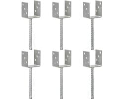 vidaXL - Grondankers - 6 - st - 9x6x30 - cm - gegalvaniseerd - staal - zilverkleurig