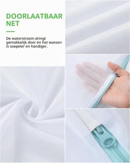 Wasnet voor de wasmachine - Mesh waszak voor ondergoed, blouses en shirts - 40 x 50 cm, set van 2 met rits en handvat — thumbnail 4