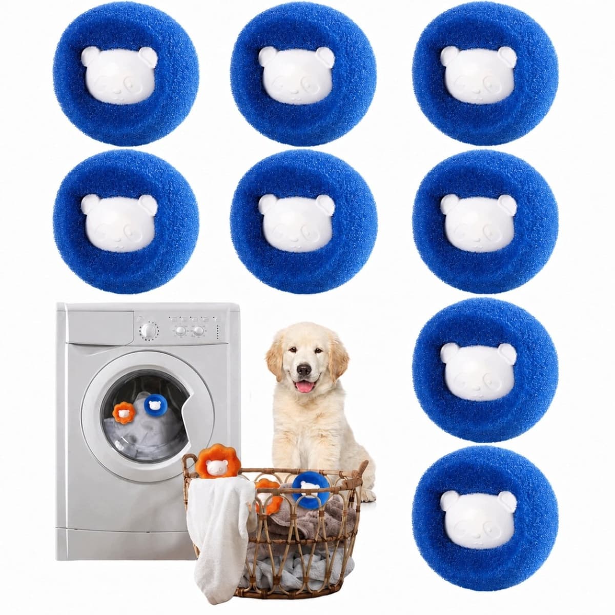 8x Witte Wasballen - Verwijderen Huisdier Haar & Pluisjes — afbeelding 1