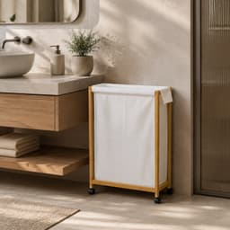 NUXIO - Bamboe wasmand op wielen, 55 x 28 x 80 cm — thumbnail 2
