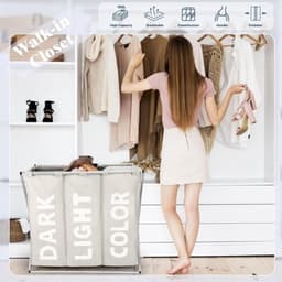 CLVP® Wassorteerder 3 vakken - Wasmand - Wasgoed sorteren - Lichtgrijs — thumbnail 3