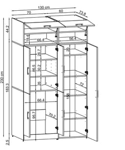 Roomart DORA-II Wasmachine Ombouwkast 130x186 cm - Wit Eiken — thumbnail 5
