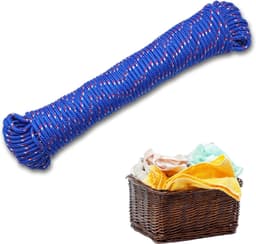 Waslijn, 20 meter, sterk en vuilafstotend propyleentouw, robuust en duurzaam voor buiten en binnen, ideaal voor tuin, camping en thuis (blauw) — thumbnail 1